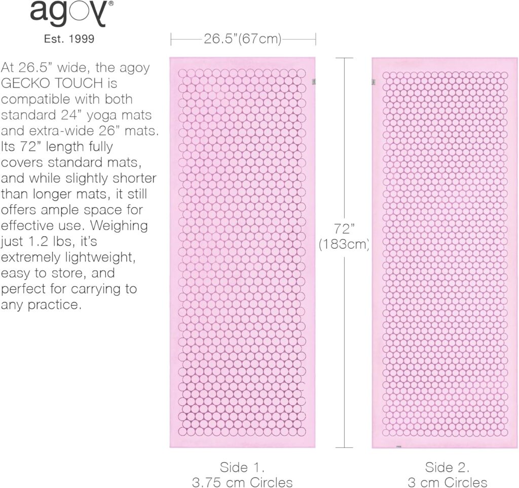 agoy Gecko Touch - Next-Gen Microfiber Yoga Towel - Double-Sided Silicone Non-Slip Grip – Ideal for Hot Yoga - Ultra Absorbent, Easy to Wash, Travel-Friendly - 30% Recycled Material - Free Wet Bag