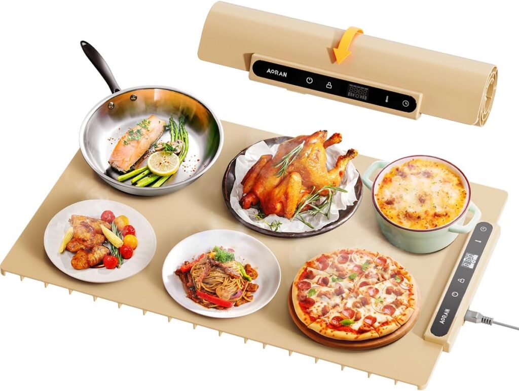 AORAN Electric Food Heating Mat – Adjustable Warming Tray for Parties, Non-Stick Food Warmer Pad for Countertop, 23.6x15.7in AORAN Electric Food Heating Mat – Adjustable Warming Tray for Parties, Non-Stick Food Warmer Pad for Countertop, 23.6x15.7in