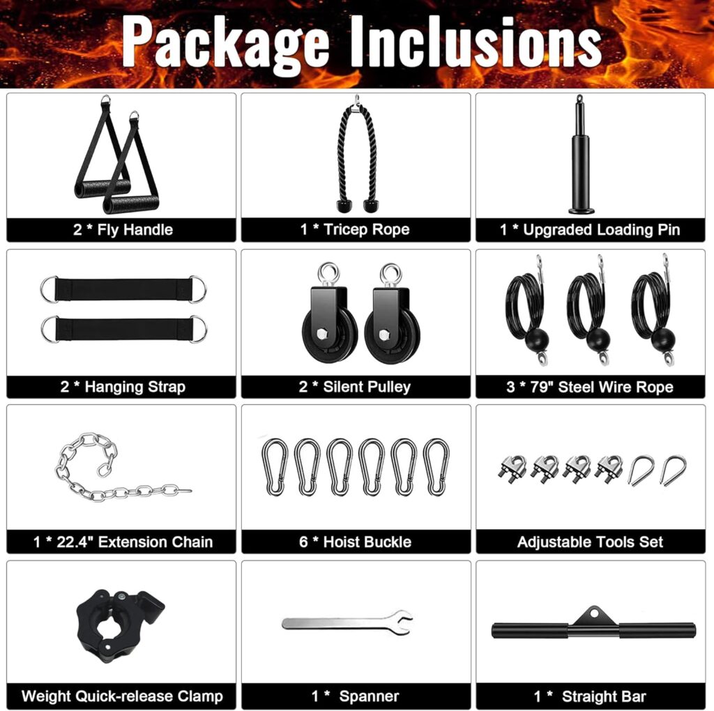 ASIEIT Weight Pulley System for Home Gym, Upgraded Cable Pulley Attachments for Garage Gym, Durable Cable Machine for LAT Pull Down, Biceps Curl, Tricep, Shoulder Workout