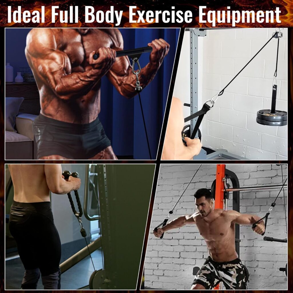 ASIEIT Weight Pulley System for Home Gym, Upgraded Cable Pulley Attachments for Garage Gym, Durable Cable Machine for LAT Pull Down, Biceps Curl, Tricep, Shoulder Workout