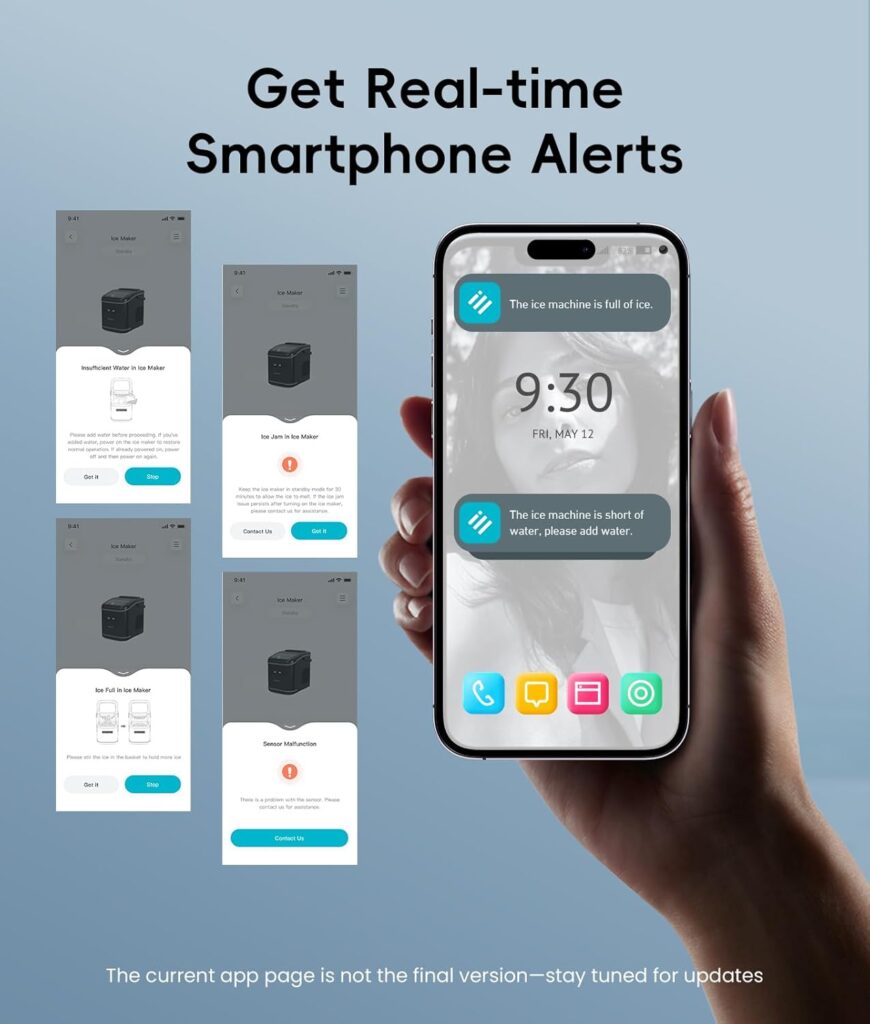 ecozy Smart Ice Maker, Portable Ice Makers Countertop with App  Voice Control, 9 Bullet Ice in 6 Mins, 26lbs/24Hrs, Self-Cleaning Ice Machine with Ice Scoop Basket and Bag for Home Kitchen Office RV