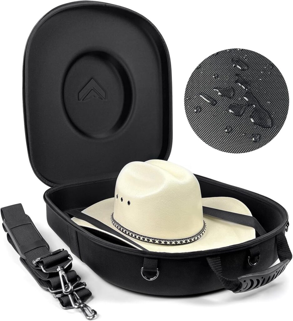 Foeran Travel Hat Case For Cowboy Panama  Fedora Hat, Waterproof  Crush Proof Cowboy Hat Box Wide-brimmed Hats Storage Holder Hat Carrier - Large, Black