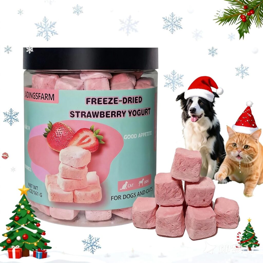 Freeze-Dried Yogurt with Strawberry Dog Treats, High Protein, Limited Ingredient, Grain  Gluten Free, Freeze Dried Training Treats for Dogs  Cats, 5.7 oz