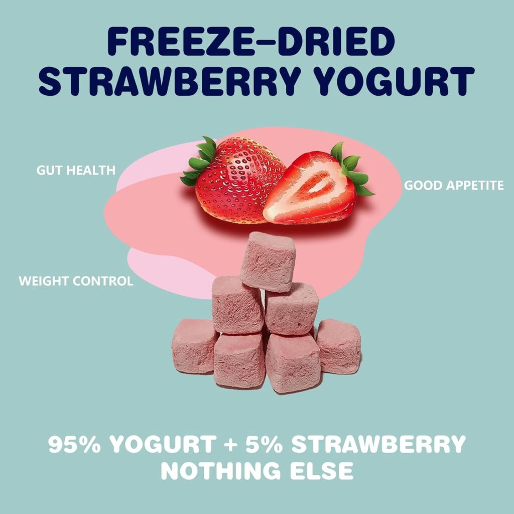 Freeze-Dried Yogurt with Strawberry Dog Treats, High Protein, Limited Ingredient, Grain  Gluten Free, Freeze Dried Training Treats for Dogs  Cats, 5.7 oz