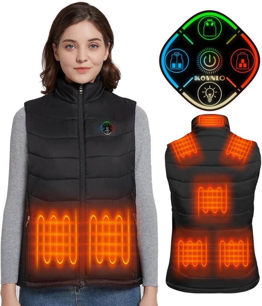 KOVNLO Heated Vest Women, (Battery Pack Not Included) Smart Controller With Lights-out, Electric Warming Heated Jackets