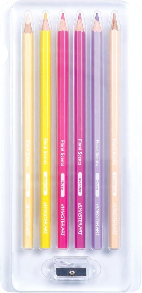 MASTERART Scented Colored Pencils 6 Colors for Kids Coloring (Floral Scents)