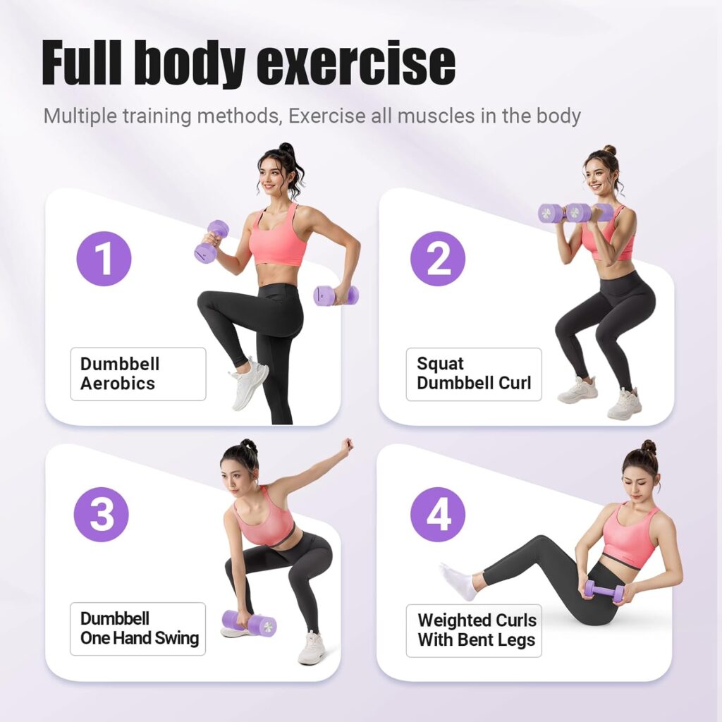 MERACH Dumbbell Set of 2, Adjustable Weight, Anti-slip Handle, Macaron Colors, Each 2.2/4.4/6.6/8.8 lbs, 4 in 1 Hand Weights for Women at Home