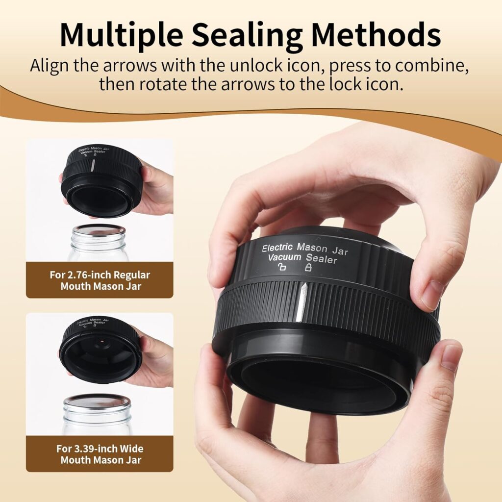 Multi-Functional Electric Mason Jar Vacuum Sealer Kit - Wireless Kitchen Sealer with 2 Vacuum Wine Stoppers, Standard  Wide Mouth Lids, Lid Opener, and USB Charging