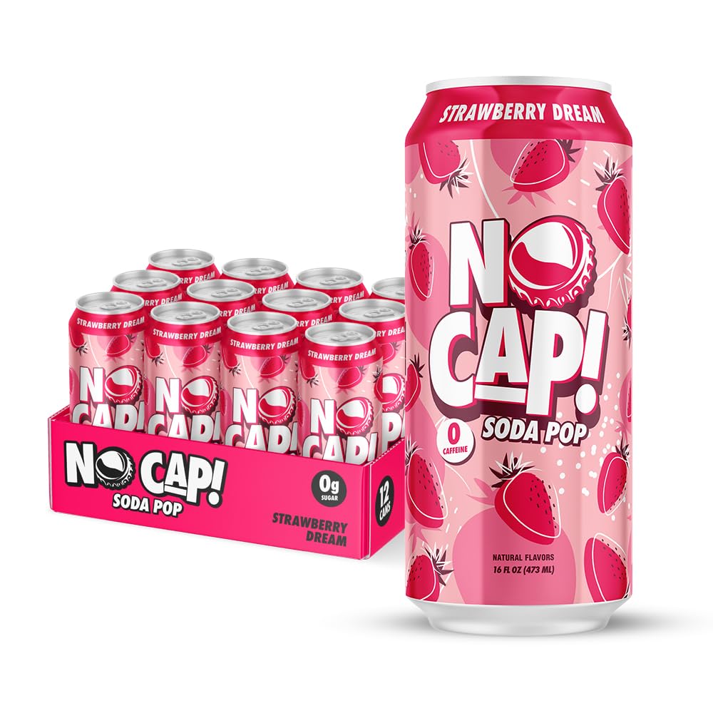 No Cap! Healthy Soda Alternative, Natural Allulose, Zero Sugar, Zero Calorie, Caffeine Free, | Hydrating Electolytes, Natural Flavors 16 oz. (Bussin Berry)