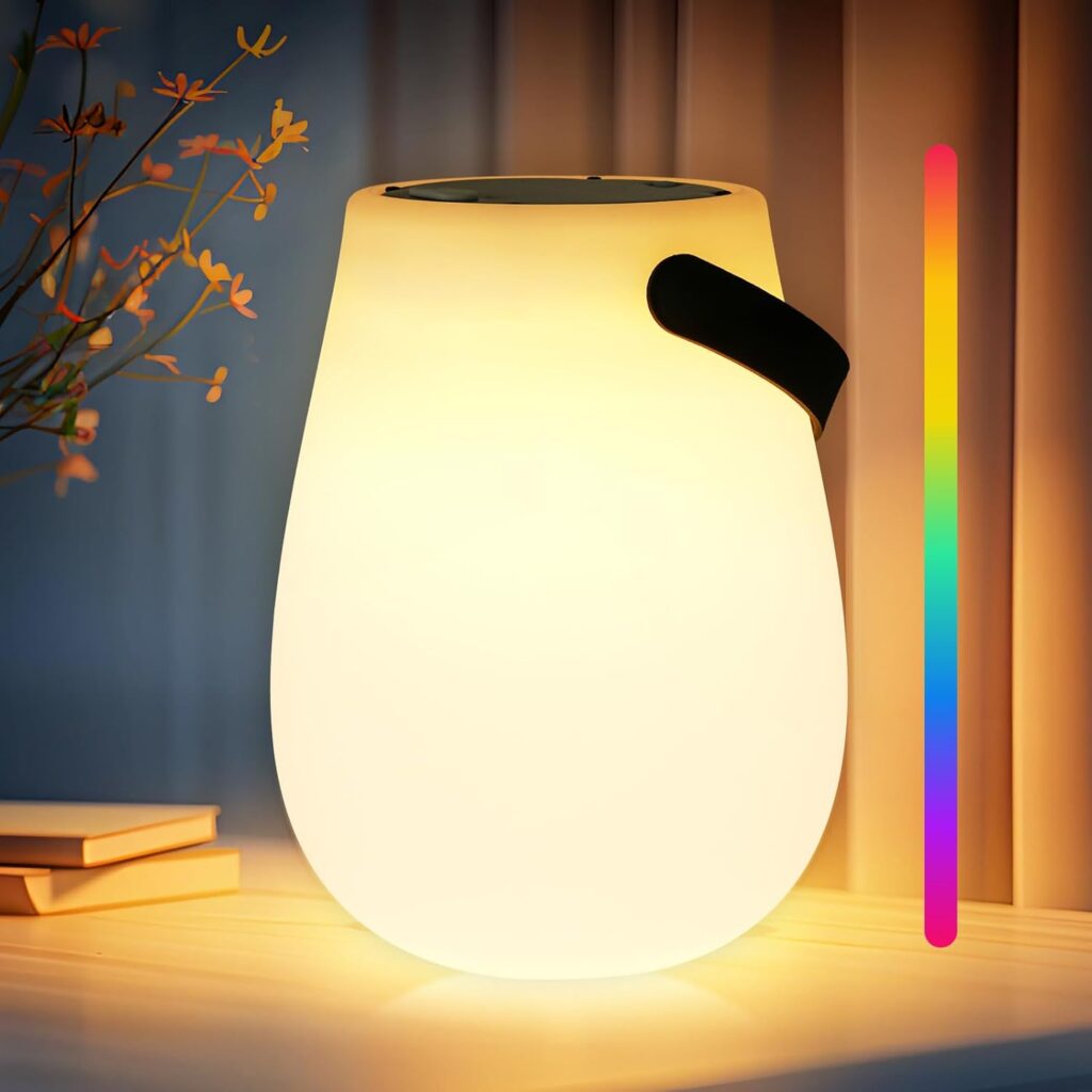 Portable Solar Lamp ,Handheld Rechargeable LED Solar Light with 8 Color Changing Modes, Waterproof Ambient Light Perfect for Patio, Garden, Camping, Nighttime Reading, Coffee Bars, Bedroom