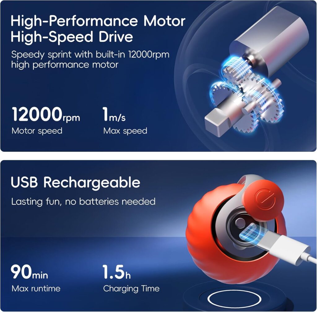 Potaroma Moving Ball Cat Toys with Feather Tail, Rechargeable 2025 New Interactive Toy for Indoor Cats Exercise, Smart Interactive Kitten Rolling Ball, Orange Potaroma Moving Ball Cat Toys with Feather Tail, Rechargeable 2025 New Interactive Toy for Indoor Cats Exercise, Smart Interactive Kitten Rolling Ball, Orange