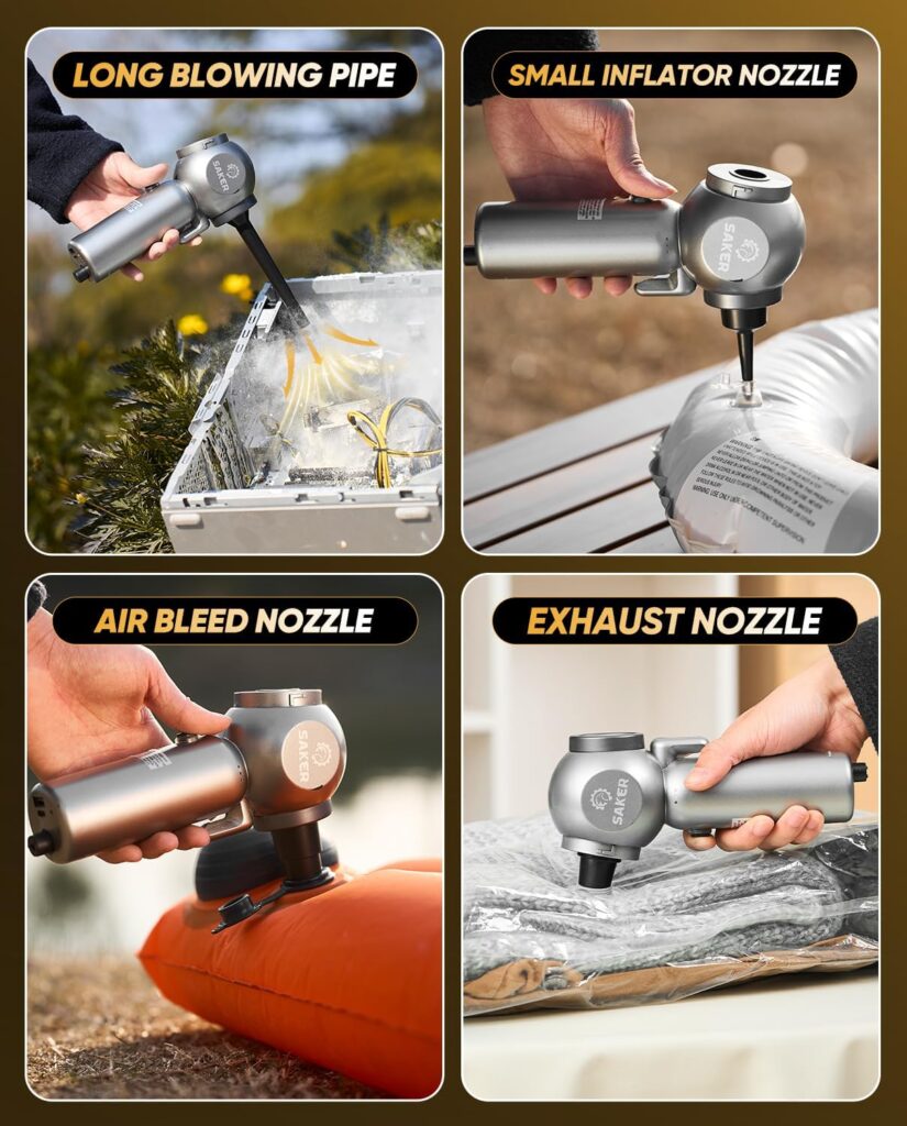 Saker Car Vacuum Portable 6-in-1 Handheld Cordless Vacuums, 20000PA Suction, 7800mAh Blower, Window Breaker, Seatbelt Cutter for Car, Home  Office Cleaning SW102 Silver