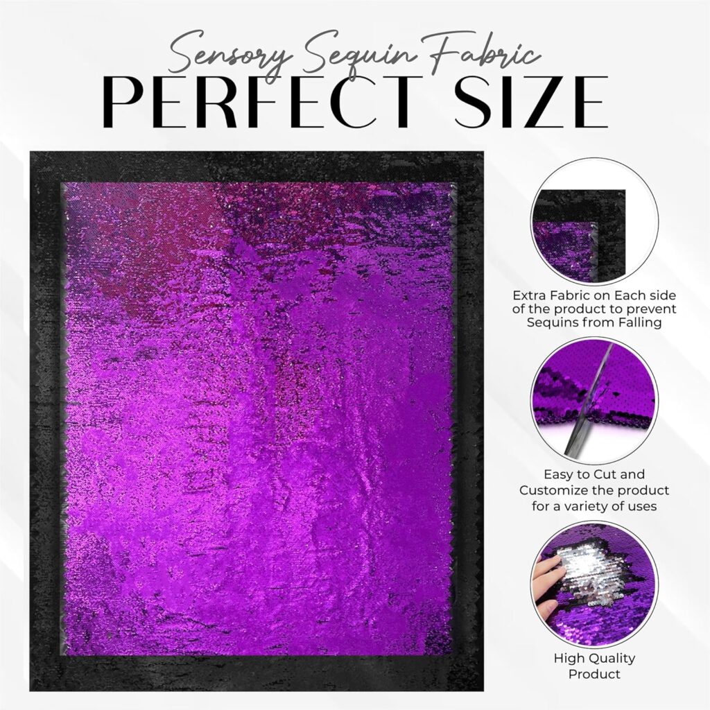 Sensory Sequin, Reversible Sequins Wall Fabric 0.2” Large Sequins Glitter Fabric Room Decor for Family, Toddler, Classroom Happy Corner, Ideal for Kids with Autism or ADHD to Help Them Calm Down Sensory Sequin, Reversible Sequins Wall Fabric 0.2” Large Sequins Glitter Fabric Room Decor for Family, Toddler, Classroom Happy Corner, Ideal for Kids with Autism or ADHD to Help Them Calm Down