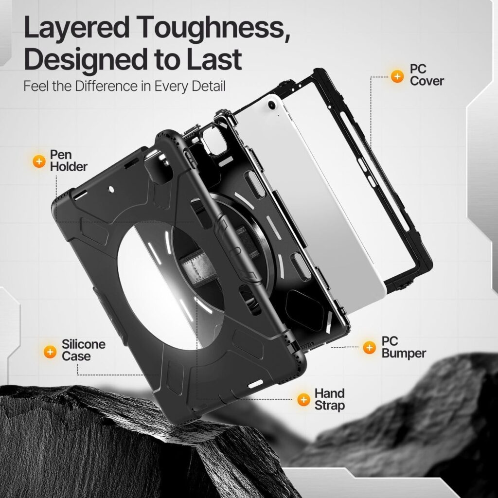 TNP Protective Case for iPad Air 13 Inch M2 6th 2024 iPad Pro 12.9 6th/5th/4th/3rd Gen (2022 2021 2020 2018) - Shockproof Cover w/Pencil Holder, Handle, Adjustable Stand Shoulder Strap, Red TNP Protective Case for iPad Air 13 Inch M2 6th 2024 iPad Pro 12.9 6th/5th/4th/3rd Gen (2022 2021 2020 2018) - Shockproof Cover w/Pencil Holder, Handle, Adjustable Stand Shoulder Strap, Red