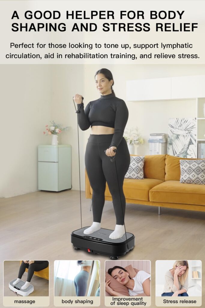 Vibration Plate Exercise Machine, Power Waver Vibration Plate Platform for Lymphatic Drainage Whole Body Vibration Plate Machine Helps Weight Loss Shaping 330lbs